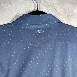 Stitch Golf Polo‎ Shirt Mens Small Navy Blue Polka Dots Short Sleeves Outdoor
